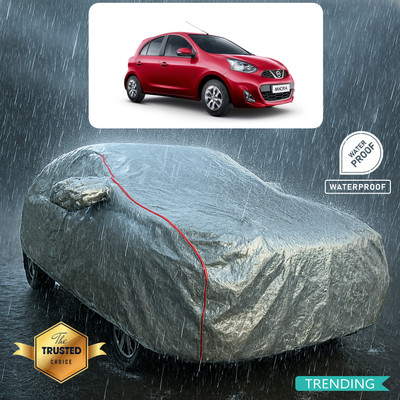 PAGORA Car Cover For Nissan Micra (With Mirror Pockets)(Silver, Red)