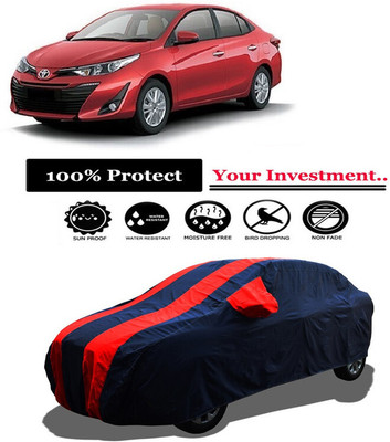 Amexride Car Cover For Toyota Yaris V Optional CVT Petrol (With Mirror Pockets)(Red)