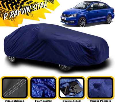 R Rayvin Star Car Cover For Volkswagen Vento (With Mirror Pockets)(Blue)