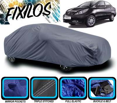 FIXILOS Car Cover For Tata Manza (With Mirror Pockets)(Grey)