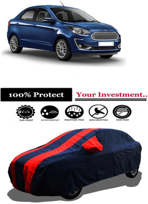 Amexride Car Cover For Ford Figo Aspire Ambiente Petrol (With Mirror Pockets)(Red)