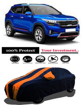 Amexride Car Cover For Kia Seltos HTX Plus 1.5 Diesel (With Mirror Pockets)(Orange)