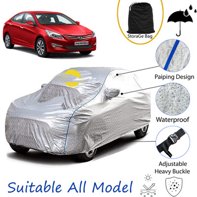 APNEK Car Cover For Hyundai Fluidic Verna (With Mirror Pockets)(Silver)