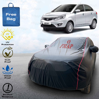 Frap Car Cover For Tata Zest, Zest Premio Diesel, Zest Quadrajet 1.3 XM, Zest Revotron 1.2T XE (With Mirror Pockets)(Black, Red)