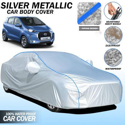 Delphinium Car Cover For Datsun Redi GO Sport, Redi GO 1.0 S, Redi GO AMT 1.0, Universal For Car (With Mirror Pockets)(Silver, Blue)