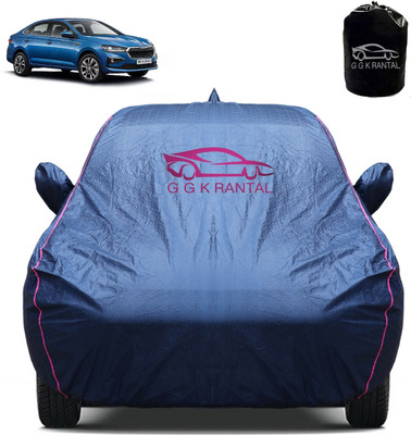 G G K RANTAL Car Cover For Skoda Slavia (With Mirror Pockets)(Blue)