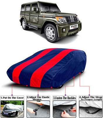 RWT Car Cover For Mahindra Bolero (With Mirror Pockets)(Red, Blue)