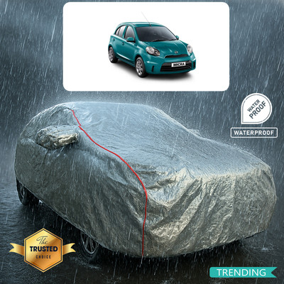 CODOKI Car Cover For Nissan Micra Active (With Mirror Pockets)(Silver, Red)