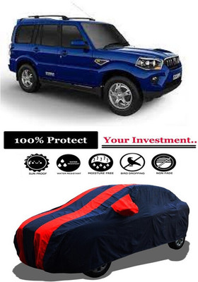 Amexride Car Cover For Mahindra Scorpio S2 9 Seater (With Mirror Pockets)(Red)