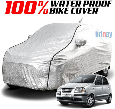 DRINAY Car Cover For Hyundai Santro Xing (With Mirror Pockets)(Silver, Black)