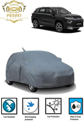 POSUKI Car Cover For Toyota Urban Cruiser Hyryder (With Mirror Pockets)(Grey)