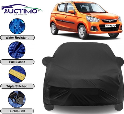 AUCTIMO Car Cover For Maruti Suzuki Alto K10 (With Mirror Pockets)(Black)