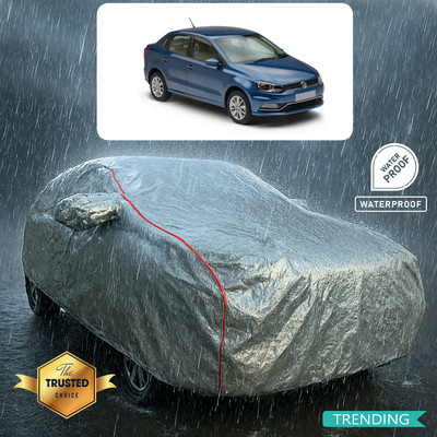 PAGORA Car Cover For Volkswagen Ameo (With Mirror Pockets)(Silver, Red)