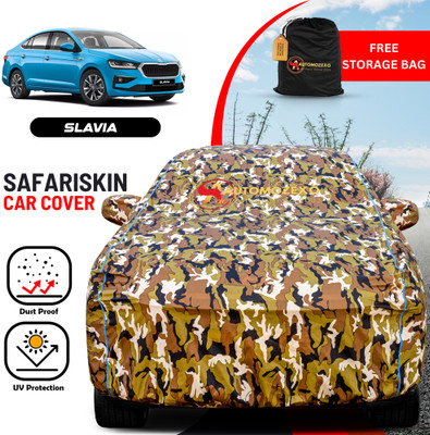 AUTOMOZEXO Car Cover For Skoda Slavia (With Mirror Pockets)(Multicolor)