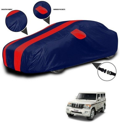 ANTHUB Car Cover For Mahindra Bolero (With Mirror Pockets)(Red, Blue)