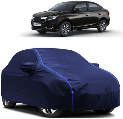 FAUXFUR Car Cover For Honda Amaze (With Mirror Pockets)(Black, Blue)