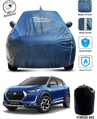 FAMEXON Car Cover For Nissan Magnite (With Mirror Pockets)(Blue)