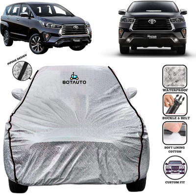 BOTAUTO Car Cover For Toyota Innova Crysta 2.4 G MT, Innova Crysta 2.4 G MT 8S, Universal For Car (With Mirror Pockets)(Silver)