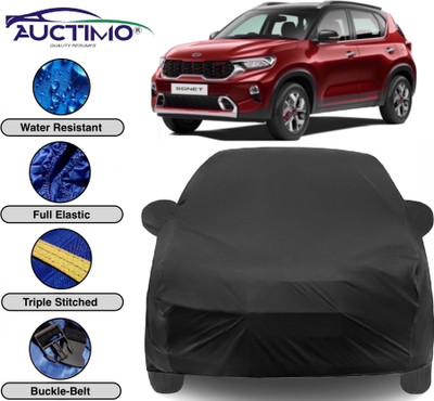 AUCTIMO Car Cover For Kia Sonet (With Mirror Pockets)(Black)