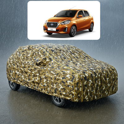 PAGORA Car Cover For Datsun Go (With Mirror Pockets)(Yellow, White)