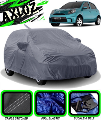AXLOZ Car Cover For Nissan Micra Active (With Mirror Pockets)(Grey)