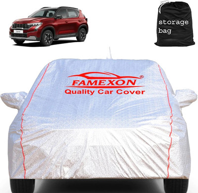 FAMEXON Car Cover For Kia Sonet (With Mirror Pockets)(Silver)