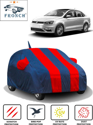 FRONCH Car Cover For Volkswagen Vento (With Mirror Pockets)(Red, Blue)