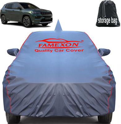 FAMEXON Car Cover For Jeep Compass (With Mirror Pockets)(Grey)