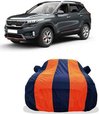 Tricway Car Cover For Kia Seltos HTX Plus D Diesel (With Mirror Pockets)(Orange)