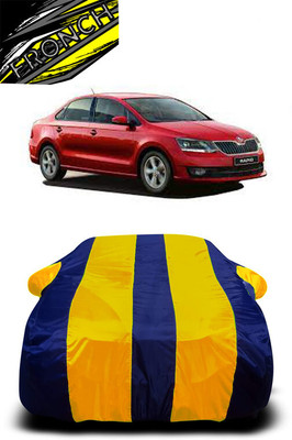 FRONCH Car Cover For Skoda Rapid (With Mirror Pockets)(Yellow, Blue)