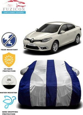 FUZICON Car Cover For Renault Fluence (With Mirror Pockets)(White, Blue)
