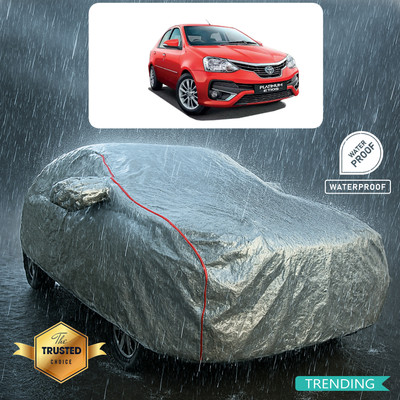 PAGORA Car Cover For Toyota Platinum Etios (With Mirror Pockets)(Silver, Red)