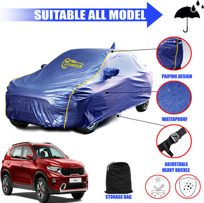 AUTOBIRSA Car Cover For Kia Sonet (With Mirror Pockets)(Blue)