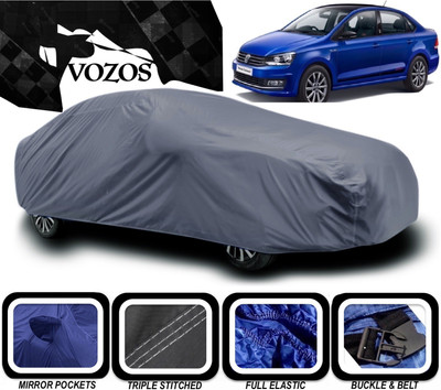 VOZOS Car Cover For Volkswagen Vento (With Mirror Pockets)(Grey)