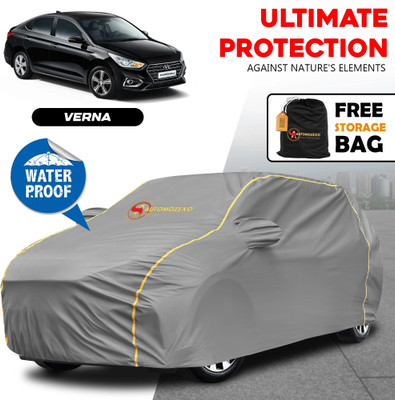 AUTOMOZEXO Car Cover For Hyundai Verna, Verna VTVT 1.6 SX Petrol, Verna VTVT 1.6 AT EX, Verna Fluidic DTHR (With Mirror Pockets)(Grey)