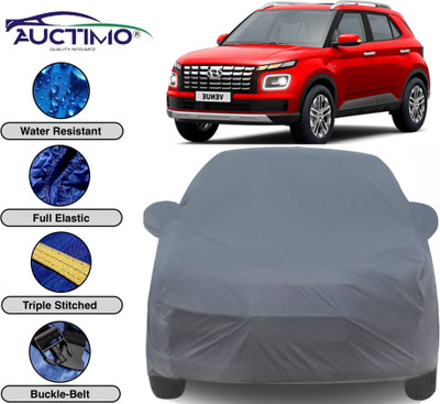 AUCTIMO Car Cover For Hyundai Venue (With Mirror Pockets)(Grey)