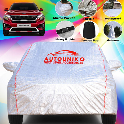 autouniko Car Cover For Kia SELTOS, Seltos GTK 1.4 Dual Tone, Seltos GTX Petrol, Seltos HTX G Petrol (With Mirror Pockets)(Silver)