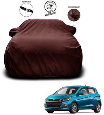 SEBONGO Car Cover For Chevrolet Spark (With Mirror Pockets)(Maroon)