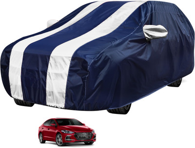Auto Hub Car Cover For Hyundai Elantra (With Mirror Pockets)(Blue, White)