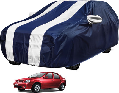 Auto Hub Car Cover For Mahindra Logan (With Mirror Pockets)(Blue, White)