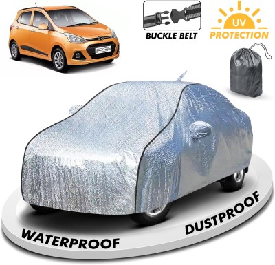 CARZEX Car Cover For Hyundai Grand i10 (With Mirror Pockets)(Silver)