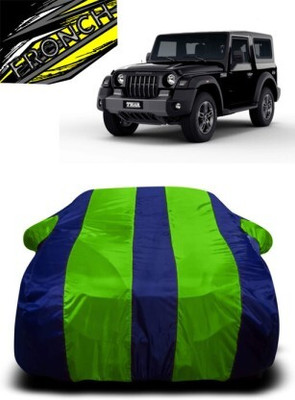 FRONCH Car Cover For Mahindra Thar (With Mirror Pockets)(Green, Blue)