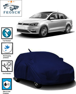 FRONCH Car Cover For Volkswagen Vento (With Mirror Pockets)(Blue)