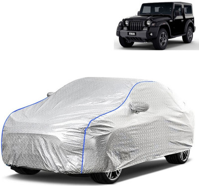 WSK Car Cover For Mahindra Thar (With Mirror Pockets)(Silver, Blue)