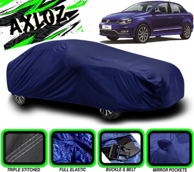 AXLOZ Car Cover For Volkswagen Ameo (With Mirror Pockets)(Blue)