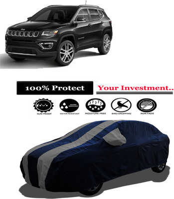Amexride Car Cover For Jeep Compass 1.4 Limited Option Black Petrol (With Mirror Pockets)(Grey)