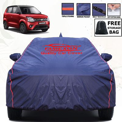FAMEXON Car Cover For Maruti WagonR (With Mirror Pockets)(Blue)