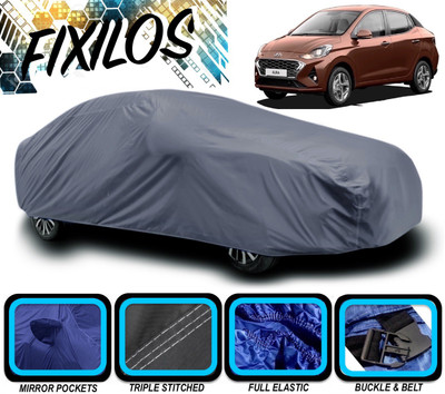 FIXILOS Car Cover For Hyundai Aura (With Mirror Pockets)(Grey)