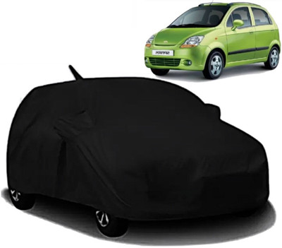 AXLOZ Car Cover For Chevrolet Spark (With Mirror Pockets)(Black)