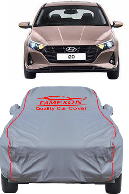 FAMEXON Car Cover For Hyundai i20 (With Mirror Pockets)(Grey)